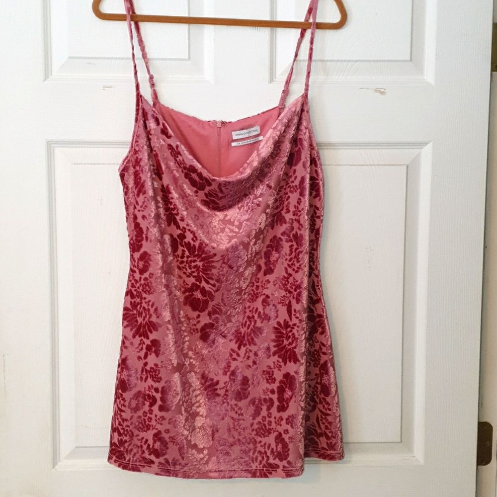 Cowl Neck Crushed Velvet Slip Dress